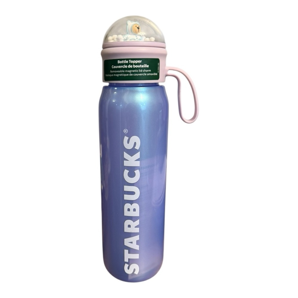 Starbucks Bearista Magnetic Snow Globe Bear Lid Water Bottle Christmas 2025 NWT